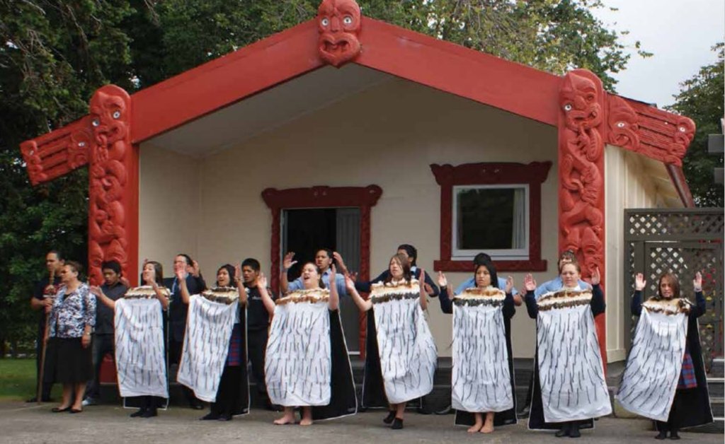 Pōwhiri outside Te Whānau Tahi Marae